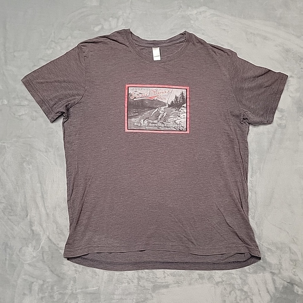 Big Sky Brewing Company Shirt Mens Small Brown Montana Trout Slayer Ale Fishing
